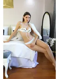 Akbeniz Straplez Taş Detaylı Push Up Sütyen Kadın Takım Beyaz Akbeniz 3002