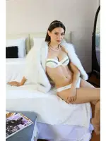 Straplez Taş Detaylı Push Up Sütyen Kadın Takım Beyaz Akbeniz 3002 Beyaz görsel 4