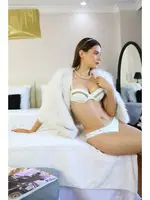 Push Up Taşlı Straplez Kadın Sütyen Takım Ekru Akbeniz 3002 Ekru farklı açı