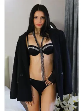 Akbeniz Taş Detaylı Push Up Straplez Kadın Sütyen Takım Siyah Akbeniz 3002