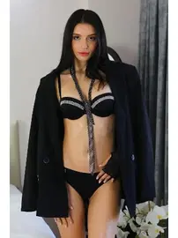 Akbeniz Taş Detaylı Push Up Straplez Kadın Sütyen Takım Siyah Akbeniz 3002