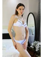 Sıra Taşlı Push Up Kadın Sütyen Takım Beyaz Akbeniz 3001 Beyaz farklı açı