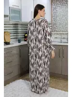 Yakası Düğmeli Penye Uzun Kollu Gecelik Ev Elbisesi Kırmızı Akbeniz 25500 Kirmizi farklı açı