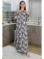 Kolu Lastikli Uzun Kollu Penye Gecelik Ev Elbisesi Akbeniz 25500 Mavi detay görünüm