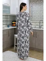 Kolu Lastikli Uzun Kollu Penye Gecelik Ev Elbisesi Akbeniz 25500 Mavi farklı açı