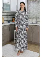 Kolu Lastikli Uzun Kollu Penye Gecelik Ev Elbisesi Akbeniz 25500 Mavi görsel 4