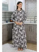 Uzun Kollu Penye Desenli Kadın Gecelik Ev Elbisesi Akbeniz 25500 Mor detay görünüm