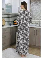 Uzun Kollu Penye Desenli Kadın Gecelik Ev Elbisesi Akbeniz 25500 Mor farklı açı