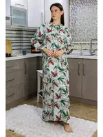 Pamuklu Uzun Kollu Penye Gecelik Ev Elbisesi Akbeniz 25500 Yeşil farklı açı