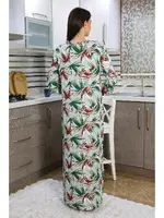 Pamuklu Uzun Kollu Penye Gecelik Ev Elbisesi Akbeniz 25500 Yeşil görsel 4