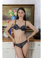 Desenli Yarım Destekli Kadın Sütyen Takım Akbeniz 3706 Gri detay görünüm