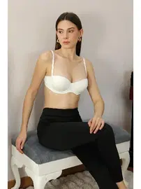 Akbeniz Yarım Destekli Balenli Staplez Kadın Sütyen Akbeniz 4933