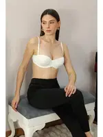 Yarım Destekli Balenli Staplez Kadın Sütyen Akbeniz 4933 Ekru