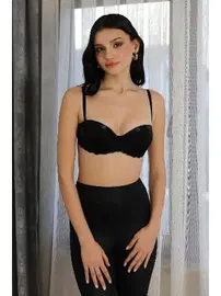 Akbeniz Yarım Destekli Balenli Straplez Kadın Sütyen Akbeniz 2012