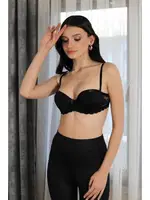 Yarım Destekli Balenli Straplez Kadın Sütyen Akbeniz 2012 Siyah detay görünüm