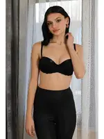 Yarım Destekli Balenli Straplez Kadın Sütyen Akbeniz 2012 Siyah görsel 4