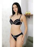 Yarım Destekli Kadın Sütyen Takım Akbeniz 3408 Siyah farklı açı