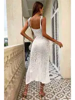 Örme Wrap Yaka Yırtmaçlı Plaj Elbisesi Pareo Angelsin MS 4370 Beyaz Beyaz farklı açı