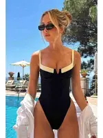 Balenli Tasarım V Yaka Mayo Mayokini Siyah Angelsin MS4383 Siyah Siyah