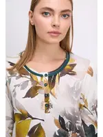 Kadın Uzun Kollu Çiçek Desenli Lenzing Viskon, Düğmeli Yaka Detaylı Gecelik Anıl 11553 Koyu Yeşil farklı açı