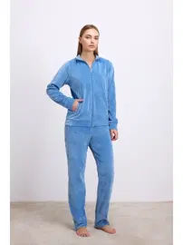 Anıl Kadın Uzun Kollu Fermuarlı Kadife Sweatshirt ve Pantolon Takım Anıl 11625