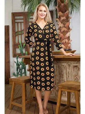 Lady Anvelop Kuşaklı Çiçek Desenli Uzun Elbise Lady 7000