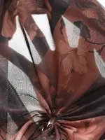 Asimetrik Kesim Çiçek Desenli Büzgülü Straplez Büstiyer Ruselin 5097 Kahverengi görsel 7