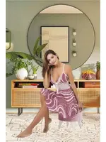 Asimetrik Kesim Dantelli Askılı Kısa Gecelik İzabel 3008 Pembe detay görünüm