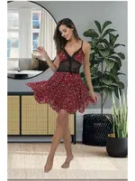 Asimetrik Kesim Dantelli Kısa Gecelik Kırmızı İzabel 3015 Kırmızı farklı açı