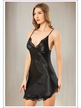 Miss Laris Asimetrik Kesim Sırtı Çapraz Askılı Saten Gecelik Miss Laris 2143