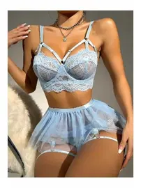 missisX Askılı Bralet Mavi Tül etekli Jartiyer Takım missisX 62012