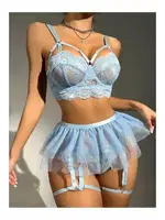 Askılı Bralet Mavi Tül etekli Jartiyer Takım missisX 62012 Mavi görsel 4