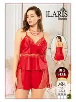 Askılı Saten Kırmızı Büyük Beden Şort Takım Miss Laris 4224 Kırmızı farklı açı