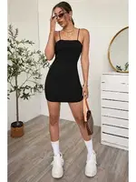 Askılı Vücudu Saran Şık Mini Elbise Merry See MS 4394 Siyah Siyah