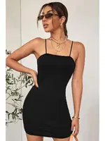 Askılı Vücudu Saran Şık Mini Elbise Merry See MS 4394 Siyah Siyah görsel 4