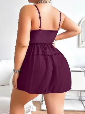 Pink Night Ayar Askılı Korse Görünümlü Kısa Tül Gecelik Pink Night 6693 - Alternatif Görünüm