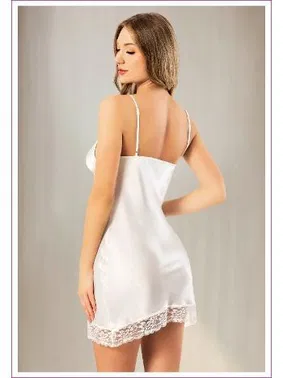 Miss Laris Ayar Askılı Saten Göğüs Etek Ucu Dantelli Saten Gecelik Miss Laris 2141 - Alternatif Görünüm