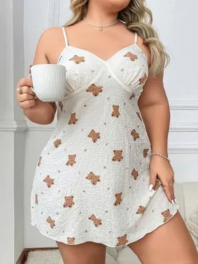 Lily Bianca Ayıcık Desenli Askılı Kadın Gecelik Lily Bianca 13043 - Alternatif Görünüm