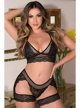 missisX Bacak Bantlı Dantel Siyah Sütyen Takım missisX 50053