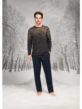 Doreanse Baklava Desenli Uzun Kollu Cepli Erkek Pijama Takım Doreanse 26K4604