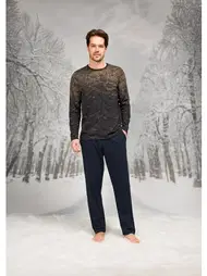 Doreanse Baklava Desenli Uzun Kollu Cepli Erkek Pijama Takım Doreanse 26K4604