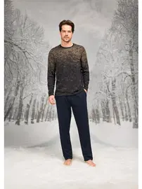 Doreanse Baklava Desenli Uzun Kollu Cepli Erkek Pijama Takım Doreanse 26K4604