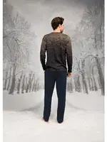 Baklava Desenli Uzun Kollu Cepli Erkek Pijama Takım Doreanse 26K4604 Lacivert detay görünüm