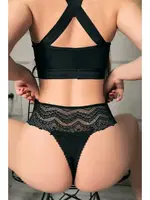 Bantı Dantelli Siyah Seksi Kadın Külot NightLight 9165-2 Siyah detay görünüm