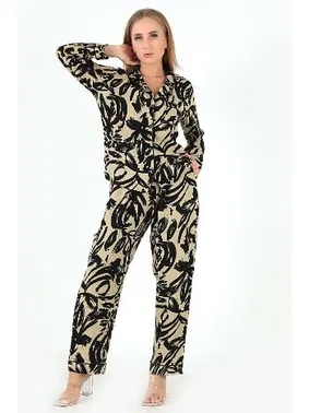 DOREMI Base Desenli Uzun Kollu Kadın Pijama Takım DoReMi 002-000095