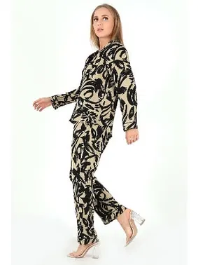 DOREMI Base Desenli Uzun Kollu Kadın Pijama Takım DoReMi 002-000095 - Alternatif Görünüm