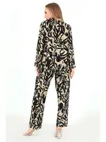 Base Desenli Uzun Kollu Kadın Pijama Takım DoReMi 002-000095 Siyah farklı açı