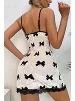 Baskılı Dantelli Kadife Pijama Gecelik Merry See MS 2371 Çok Renkli detay görünüm