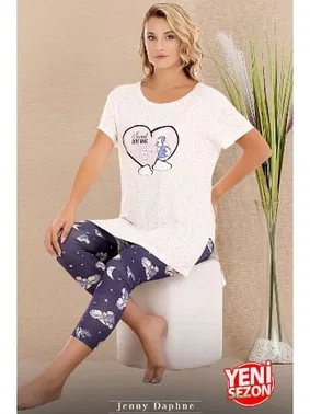 Lady Baskılı Kısa Kollu T-Shirt Kapri Pijama Takımı Lady 12069 - Alternatif Görünüm