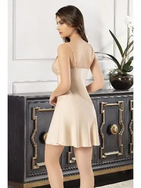 Pink Night Bej Dekolteli Seksi Mini Elbise Pink Night 3451 - Alternatif Görünüm